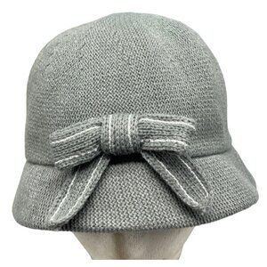 August hat company bow acrylic blend grey one size READ new